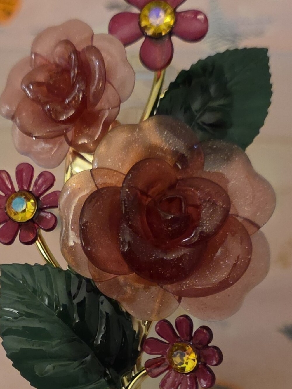 SET IF 4. Wallflower PLUG IN Floral Resin Bouquet  in Rose and Green  Light Up